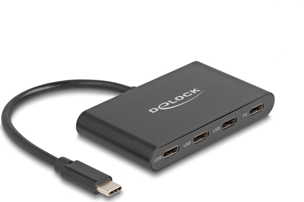 Delock Delock USB 3.2 Gen 1 USB Type-C Hub mit 3 x USB Type-C Buchse + 1 x USB Type-C PD 100 Watt