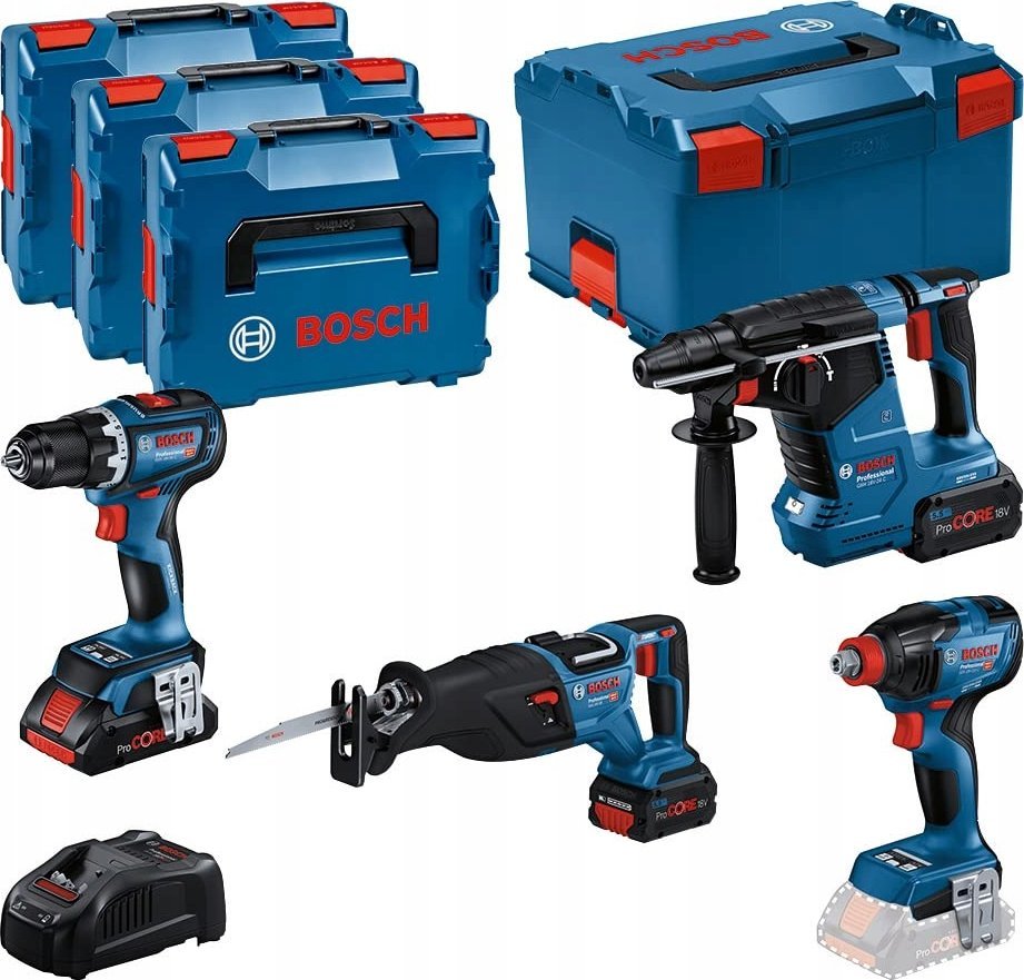 Bosch Sada NARZÄDZI 18V GSR+GDX+GBH+GSA 1*4.0AH + 2*5.5AH