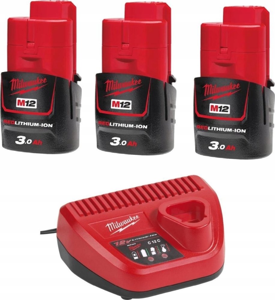 Milwaukee Set M12 NRG-303 (charger + 3 pcs., battery M12 B3) Milwaukee