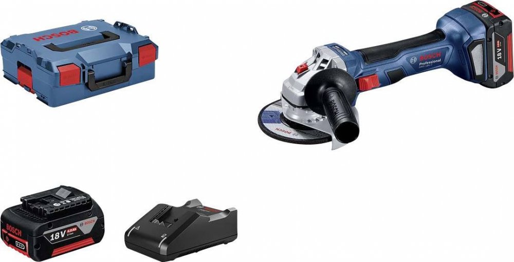 Bosch GWS 18V-7 + akumulátor 4 Ah Nabíjačka i walizka L-BOXX (06019H9005)