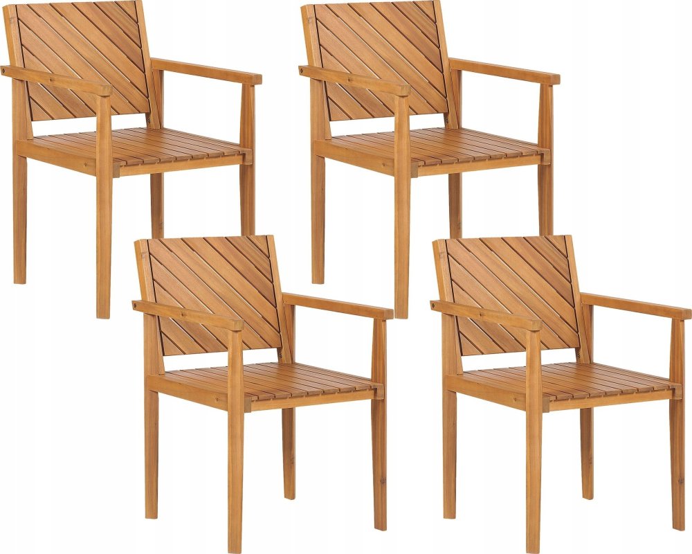 Beliani kreslo ogrodowe Sada 4 drevo Jasne drevo BARATTI Lumarko!