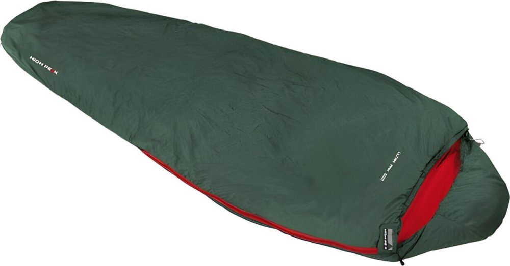 High Peak Spacák turystyczny mumia High Peak Ultra Pak 500 Eco 205x75x50 cm zielono-Červený 23254