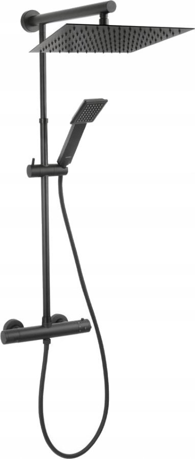 Ferro Shower system FERRO FRESCO SQUARE with thermostatic mixer, black