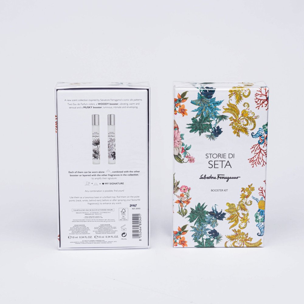 Salvatore Ferragamo Storie Di Seta Booster Kit Set Salvatore Ferragamo: Woody Booster, Eau De Parfum, For Women, 10 ml + Musky Booster, Eau De Parfum, For Women, 10 ml For Women