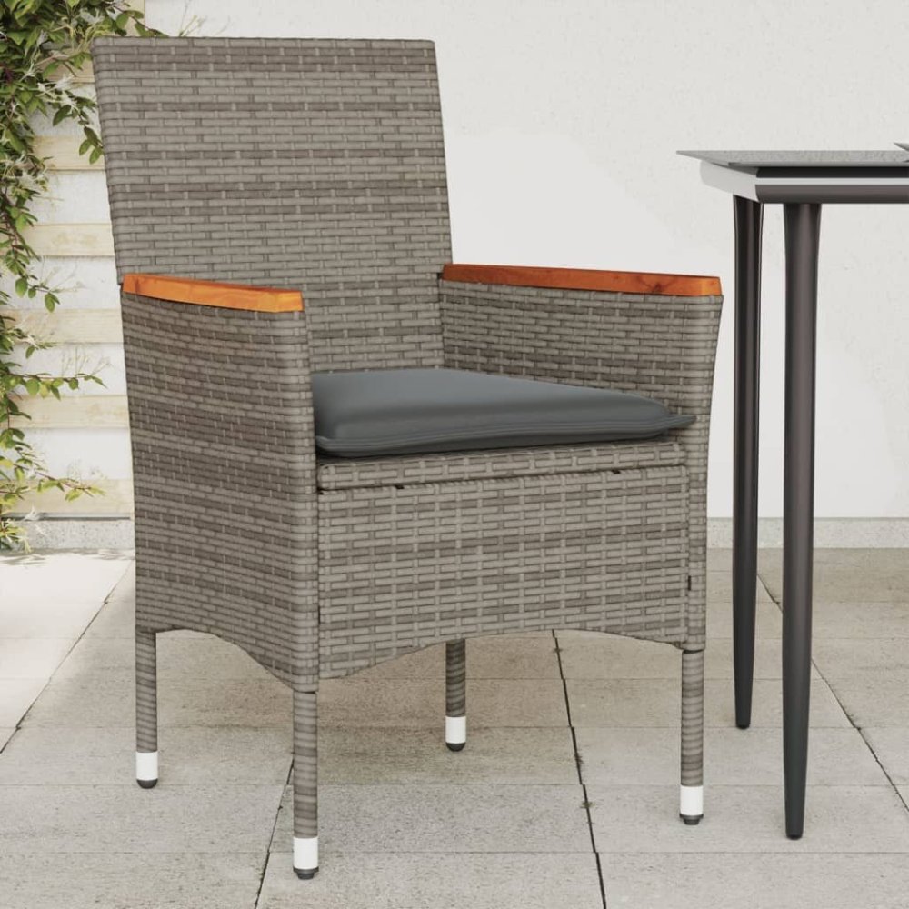 vidaXL vidaXL kreslá ogrodowe z poduszkami, 2 ks, sivé, rattan PE