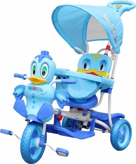 SporTrike Detský balančný bicykel 3 kolesový Wesoła Kaczka A11-2 Modrý