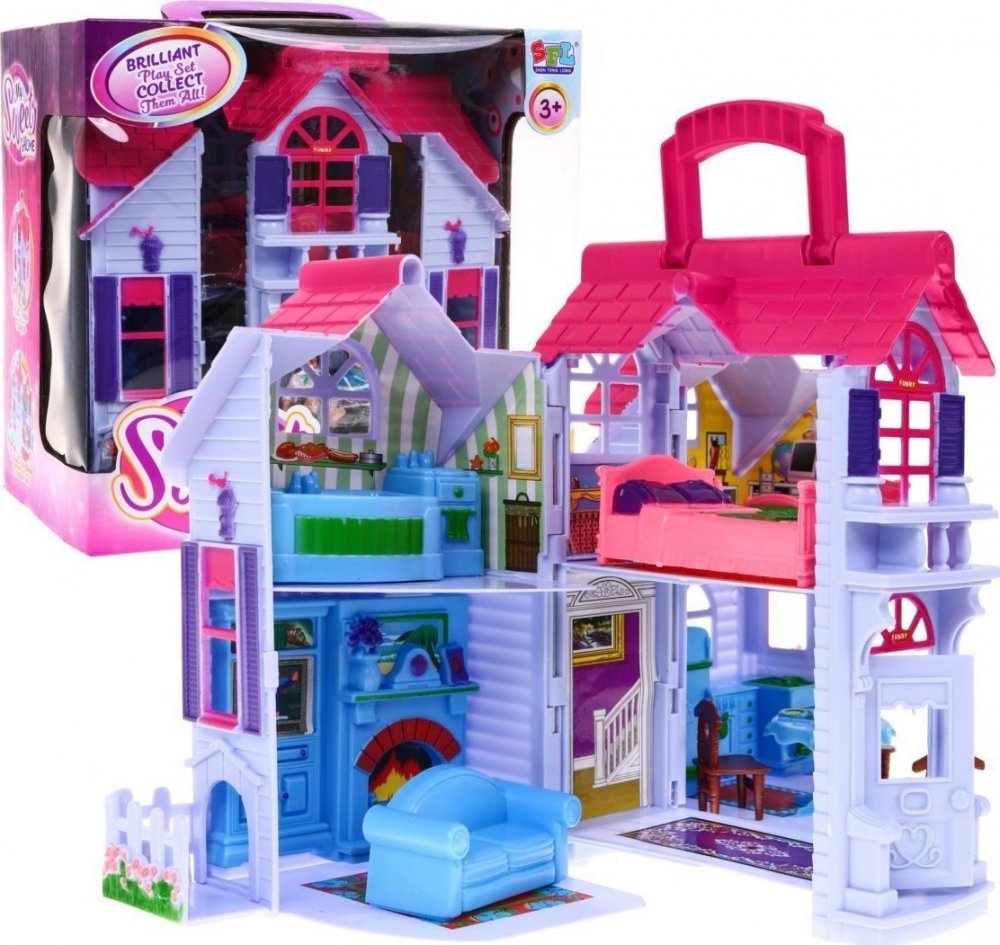 Inlea4Fun MY SWEET HOME Detský rozkladací domček s nábytkom a bábikami