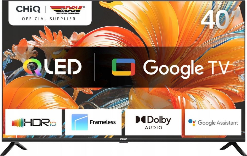 CHiQ televízorChiQ L40QG7V 40" QLED Full HD HDR Google TV Frameless Dolby Audio