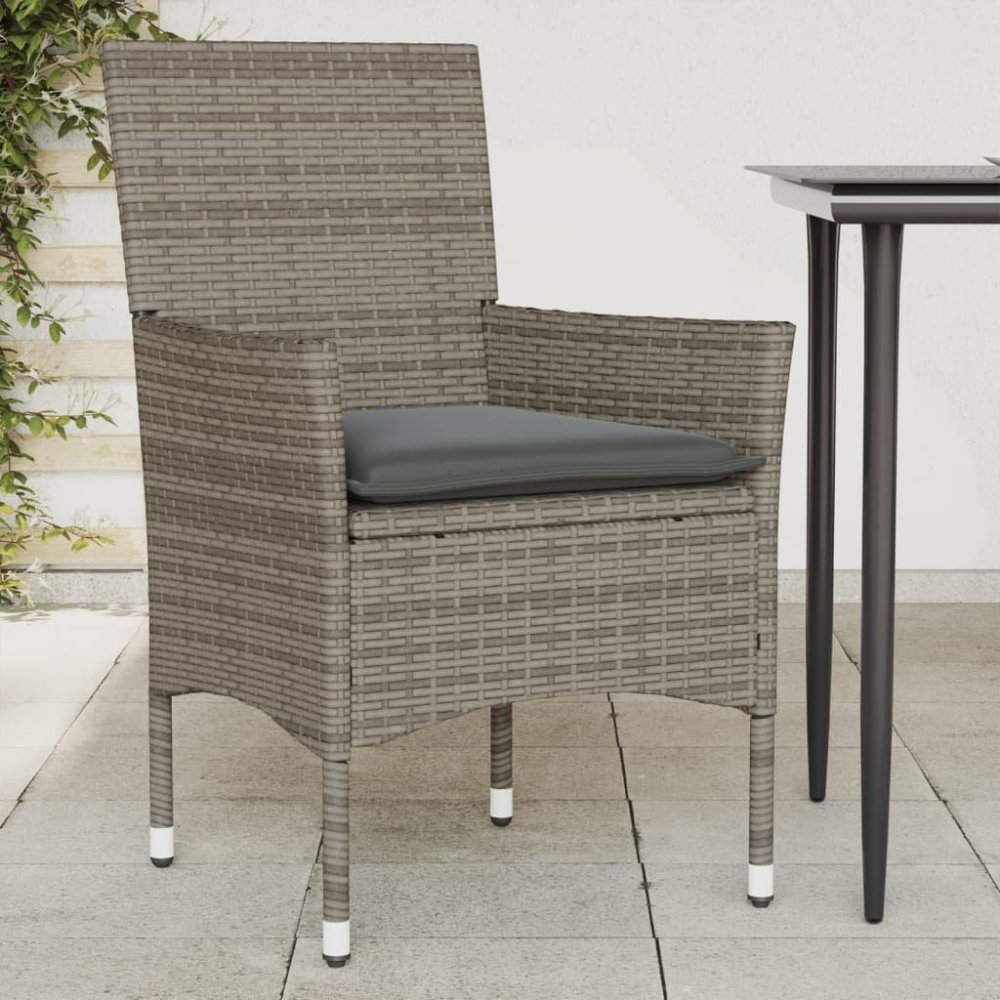 vidaXL vidaXL kreslá ogrodowe z poduszkami, 2 ks, sivé, rattan PE