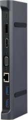 Gembird Adapter USB-C 9w1, HDMI, USB-C PD, VGA, DP, USBx3, Audio, LAN