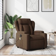 vidaXL vidaXL Rozkładany fotel masujący, Hnedý, obity tkaniną