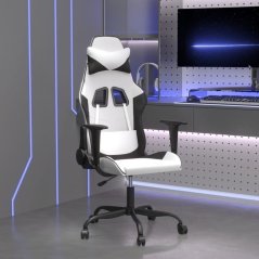 vidaXL vidaXL Masujący fotel gamingowy, biało-Čierny, sztuczna skóra