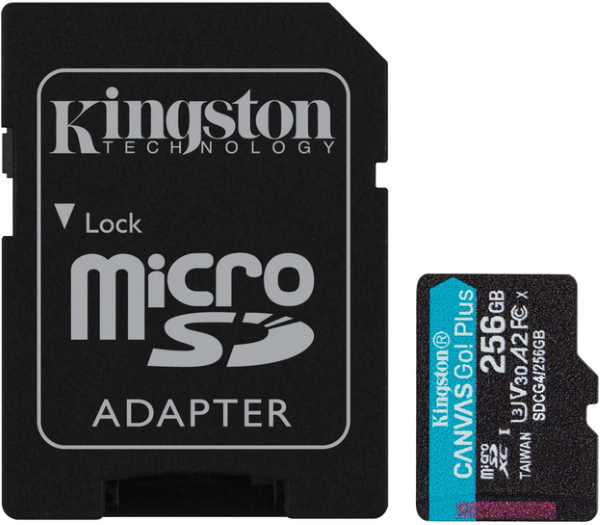 Kingston Canvas Go! Plus (Gen4) MicroSDXC 256 GB Class 10 UHS-I/U3 A2 V30 (SDCG4/256GB)