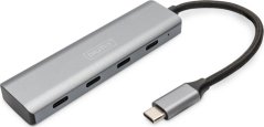 Digitus DIGITUS USB-C-Hub  4-Port 3.1->4xC3.1 integr. Kabel   silber