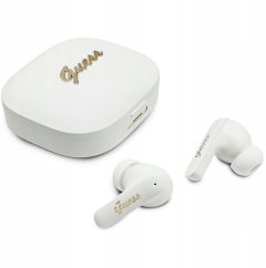 Guess TWS Script Metal Logo Biely (GUE5660)