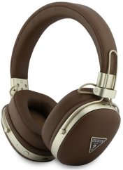 Guess Nauszne Bluetooth ENC Metal Grained Triangle Logo Hnedý