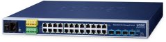 Planet IP30 19 Rack Mountable Industrial L2/L4 24-Port 10/100/1000T + 4-Port 10G SFP+ Managed Switch Zarządzany Prepínač L2/L4 Gigabit Ethernet (10/100/1000) Modrý