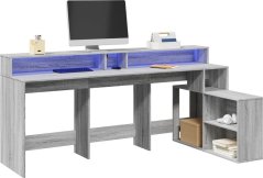 vidaXL Biurko z podświetleniem LED, Sivý dub sonoma, 200x104x91 cm