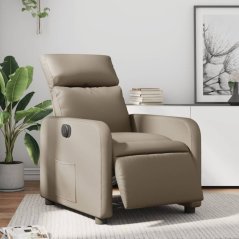 vidaXL vidaXL elektrickýfotel rozkładany, cappuccino, obity sztuczną skórą