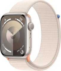 Apple Watch Series 9 GPS, 45mm Koperta z aluminium w farbaze księżycowej powiaty z opaskš sportowš w farbaze księżycowej powiaty
