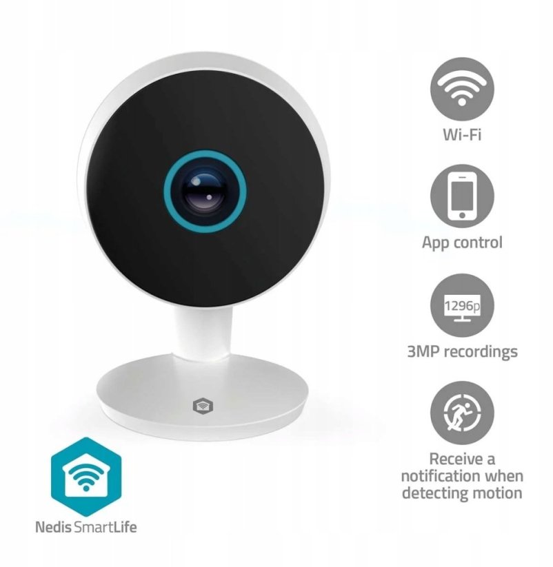 Nedis SmartLife vnútorný Kamera | 3MP Full HD 1296p