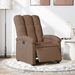 vidaXL elektrickýfotel rozkładany, Hnedý, obity tkaniną