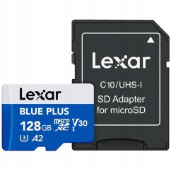 Lexar Blue Plus MicroSDHC 128 GB Class 10 UHS-I/U3 A2 V30 (LMSBLPL128G-BNANG)