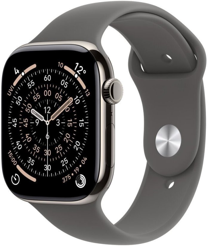 Apple Watch 11 GPS + Cellular 46mm Natural Titanium Sport Band M/L Grafitový  (MFCX4MP/A)