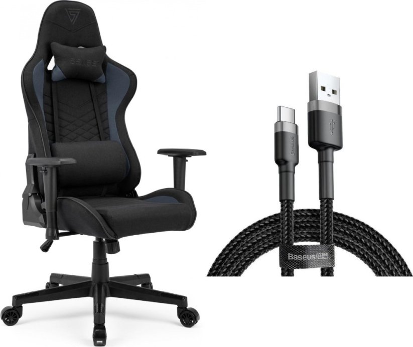 SENSE7 Spellcaster materiałowy czarno-niebieski + kabel usb