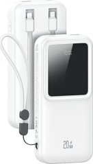 Usams USAMS Powerbank z wbudowanymi kablami USB-C+Lightning 30000 mAh 20W PD+Qc 3.0 Fast Charge X-chel Series Biely/white 30KCD21302 (US-CD213)