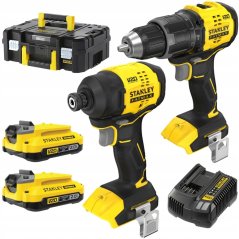 Stanley Bezszczotkowy zestaw wkrętarka SFMCD716, zakrętarka SFMCF811, 2x2,0Ah ładowarka V20 Stanley SFMCK201D2T