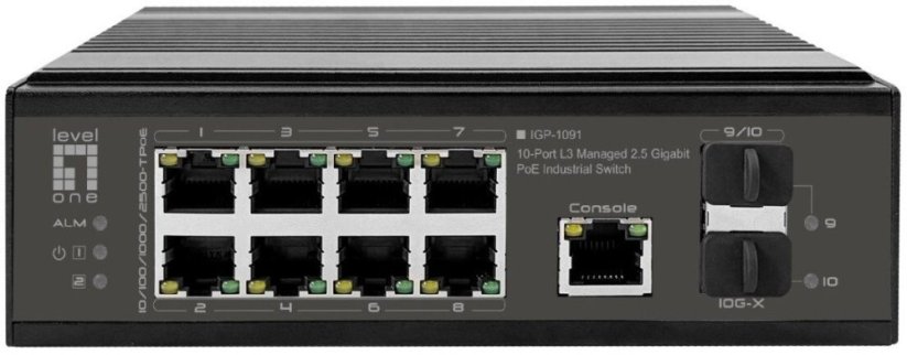 LevelOne Industr.PoE+Switch 8x2.5G PoE/2x1G/10G SFP+uplinks (IGP-1091)