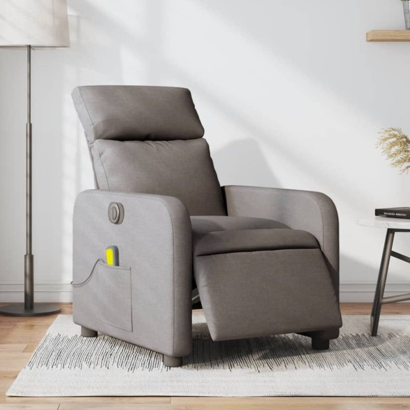 vidaXL vidaXL Rozkładany fotel masujący, elektryczny, farba taupe, tkanina