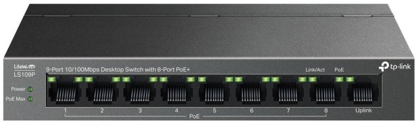 TP-Link TP-Link LiteWave switch LS109P (9x100Mb/s, 8xPoE+, 63W, fanless)
