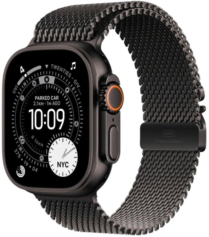 Apple Watch Ultra 3 GPS + Cellular 49mm Black Titanium / Titanium Milanese Loop M Čierny  (MF1Q4ET/A)