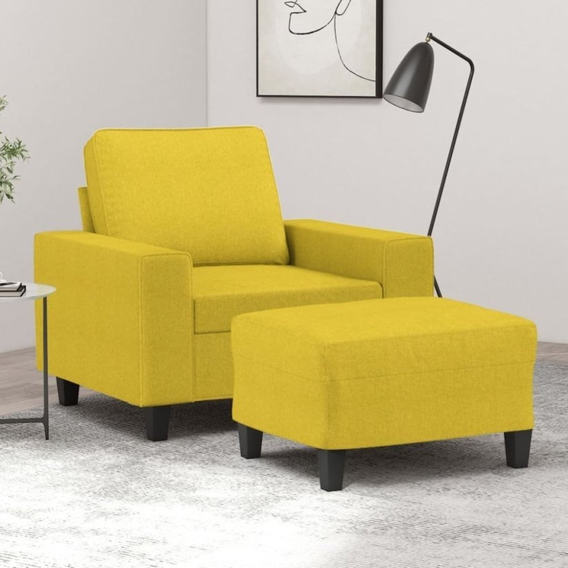 vidaXL vidaXL Fotel z podNôžkiem, jasnoŽltý, 60 cm, tkanina