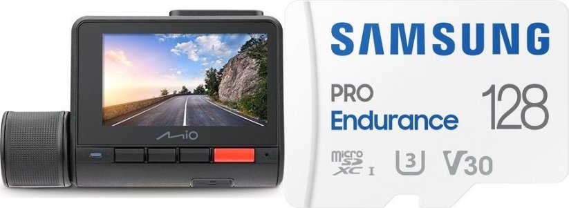 Mio Wideorejestrator Mio MiVue 955W Dual WiFi Sony Starvis Sensor 4K + kamera tylna + Karta Samsung PRO Endurance 2022 MicroSDXC 128 GB Class