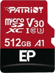 Patriot EP Series MicroSDXC 512 GB Class 10 UHS-I/U3 A1 V30 (PEF512GEP31MCX)