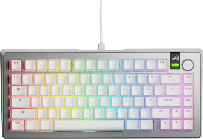 Glorious Glorious GMMK 3 Pro 75 % Custom Gaming-Tastatur - Pre-Built, ANSI (US), Fox Switches, silber