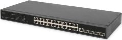 Digitus Digitus Prepínač sieťový, 24 porty 10/100/1000 + 4SFP+ UPLINK, do 19-calowych szaf serwerowych, funkcjonalność L2+