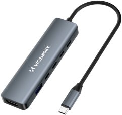 Wozinsky 6w1 Hub rozdzielacz USB-A USB-C DisplayPort HDMI - szary 6w1 Hub rozdzielacz USB-A USB-C DisplayPort HDMI - szary
