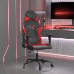 vidaXL Fotel gamingowy, Čierno-cervený, sztuczna skóra