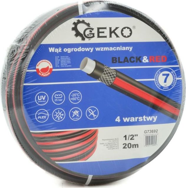 Geko Záhradná hadica WZMACNIANY BLACK&RED 1/2" 20M (1) G73692 GEKO