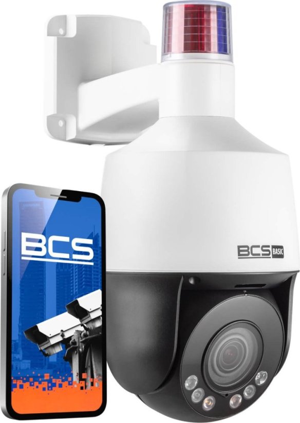 BCS Kamera obrotowa IP 5 Mpx BCS-B-SIP154SR5L1 z alarmami świetlnymi i dźwiękowymi
