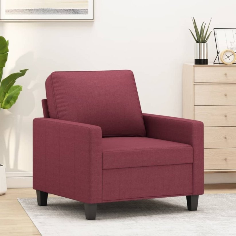 vidaXL Fotel, winna czerwień, 60 cm, obity tkaniną Lumarko!