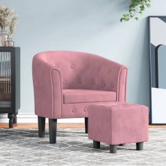 vidaXL Fotel klubowy z podNôžkiem, Ružový, obity aksamitem