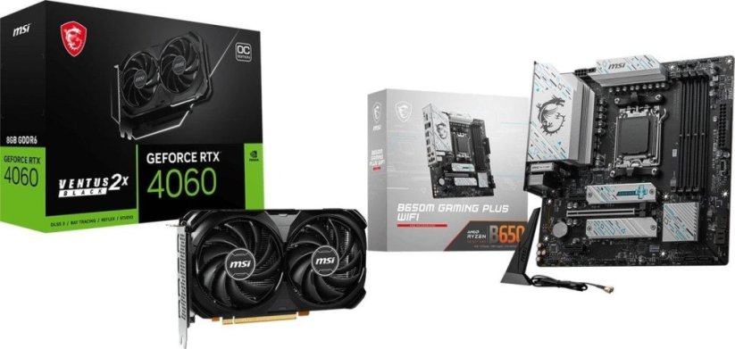MSI GeForce RTX 4060 Ventus 2X Black OC 8GB GDDR6 + MSI B650M GAMING PLUS WIFI