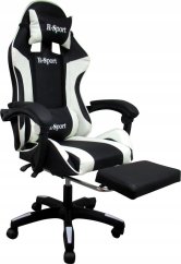 R-Sport Fotel Gamingowy K4 R-Sport BIAŁO-Čierny z podNôžkiem+masażer