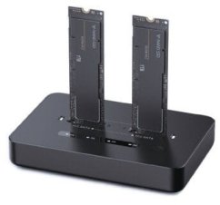 Gembird Stacja dokująca do komputerów stacjonarnych z dwoma diskami SSD USB typu C M.2 NVME i SATA Čierny