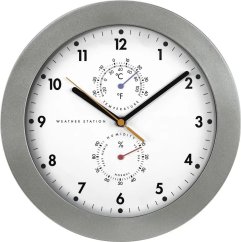 Hama 4ama DCF-Rad.Wallclock PG-300 30cm Thermo/Hygrom. silv. 186344